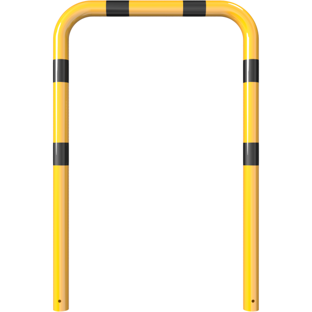 Anti-nudge hoop | steel tube  76 mm | yellow / black | total width: 1000 mm | height above ground: 1150 mm | for casting in concrete